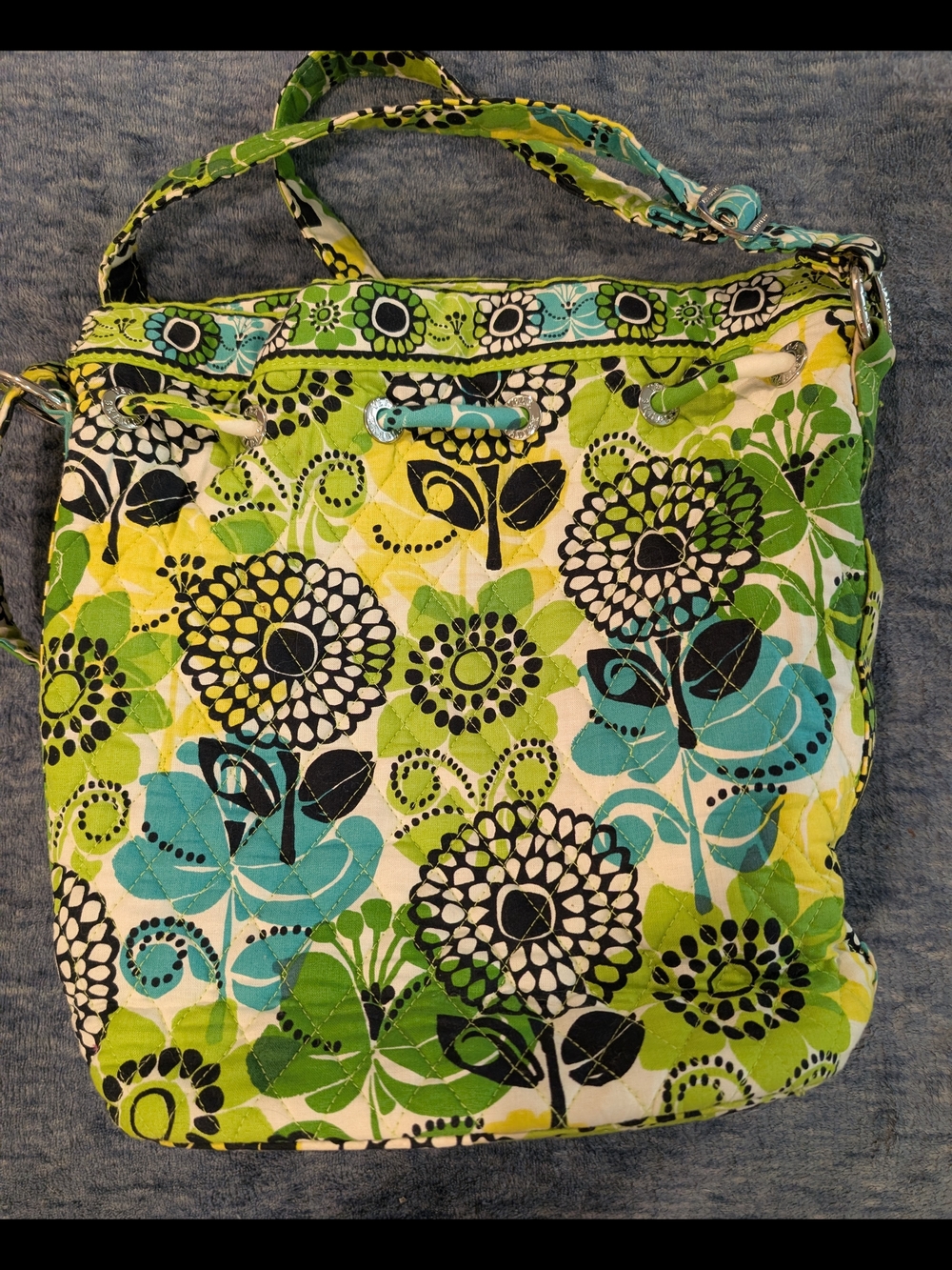 Vera Bradley Lime's Up Quilted Buckle Bag With Grommet Closure - Picture 10 of 11